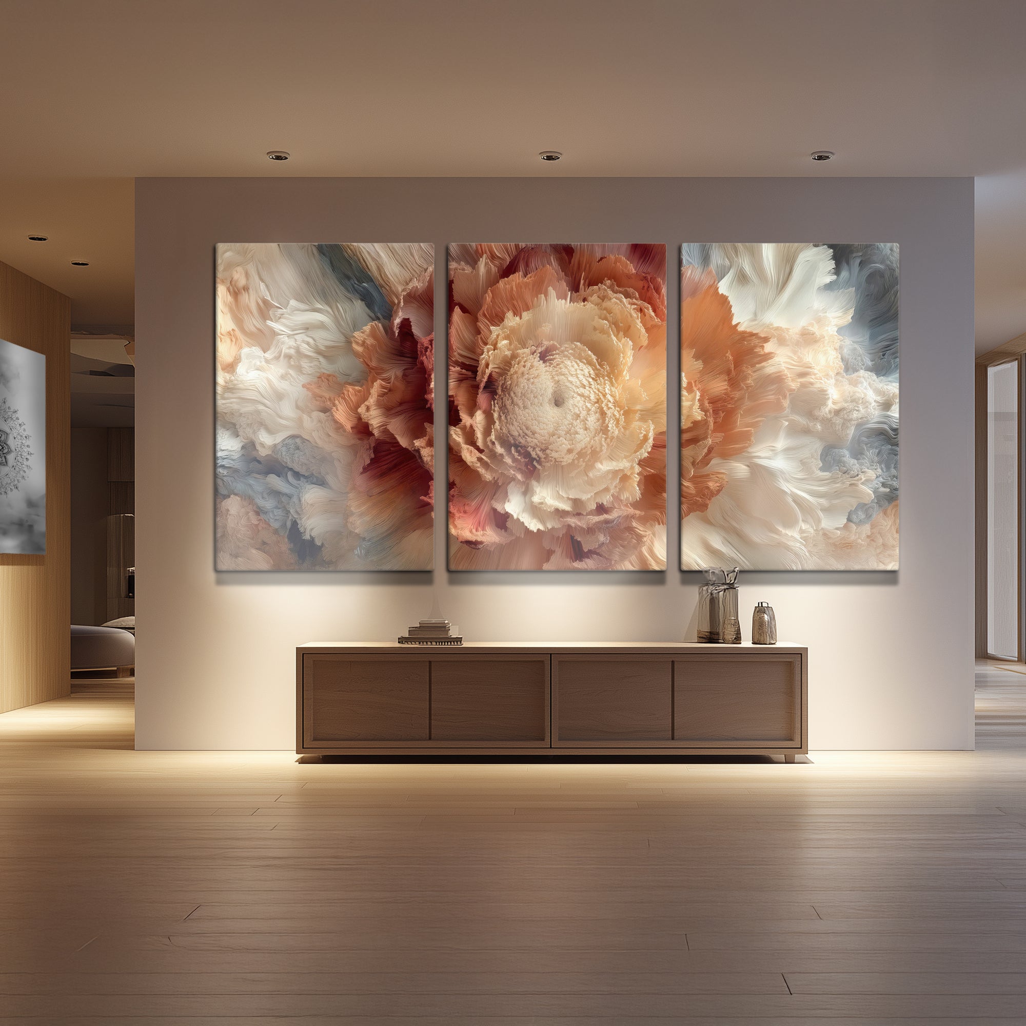 Modern Mandala Triptych – Harmonic Bloom